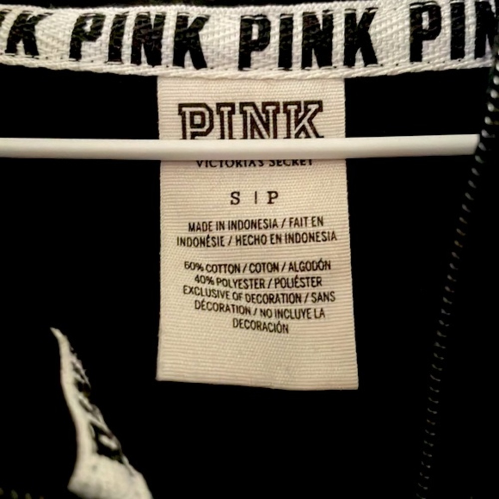 VS PINK | Victoria’s Secret Pink | Black & White 1/2 Zip Up Hoodie 🖤🤍 Size Sm - Picture 3 of 3